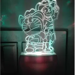 kritam Acrylic Color Changing 3D Illusion LED Night Lamp for Doremon and Nobita Table Lamp image 5