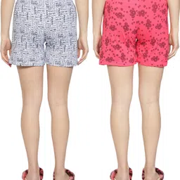 club a9 Pack of 2 Printed Women White, Red Boxer Shorts, Casual Shorts, Night Shorts, Regular Shorts, Beach Shorts image 2