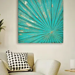 Wooden 3D Handmade Mint Green Colour Square Wall Art With Line Pattern-image-9