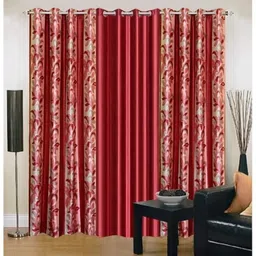 stamen 151 cm (5 ft) Window Polyester Semi Transparent Curtain (Pack Of 3) image 1