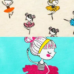 MeeMee Pack Of 2 Turquoise Blue & Cream-Coloured Regular Cotton Tops image 4