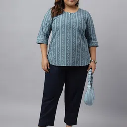 XL LOVE by Janasya Plus Size Floral Print Cotton Regular Top image 5