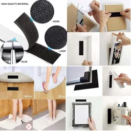 wengonvila 1x4 Inch-5 pcs Hook Loop Adhesive Tape Double-Side Reclosable Hook Loop Stick-on Velcro image 2