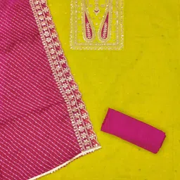 divastri Unstitched Chanderi Salwar Suit Material Embroidered image 3