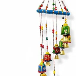 vanshika collection bell on ring 7 showpiece decorative door wall window hanging bell Wood Windchime image 3