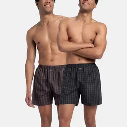 jockey Pack of 2 1222 Super Combed Mercerised Cotton Woven Checkered Men Boxer-picture-43
