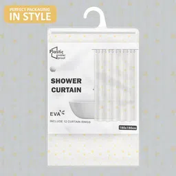 Kuber Industries White & Yellow Shower Curtains With 12 Rings image 4