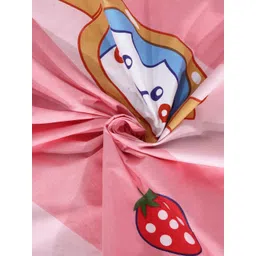 Arrabi Pink & White Cartoon Characters 300 TC King Bedsheet with 2 Pillow Covers image 2
