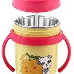 zerya Inner Steel Cartoon Print Water Bottle With Straw 360 ML Sipper Bottle for Kids image 1