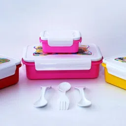 antic Air tight 6 Compartment Combo of 3 with spoon for Office School Collage Use 3 Containers Lunch Box image 3