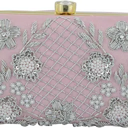 tooba handicraft Party Pink Clutch image 1