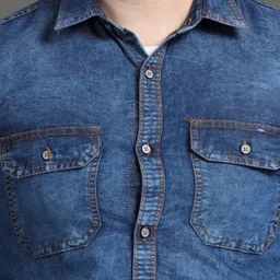 cazzba Men Regular Fit Washed Spread Collar Casual Shirt image 5