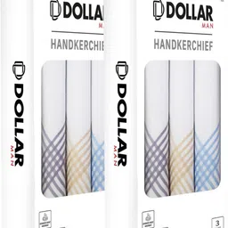 Dollar Cotton Handkerchiefs Hanky for Men - White Striped In Pack of 6 ["White"] Handkerchief-image-6