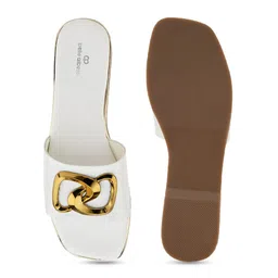 pelle albero Embellished Open Toe Flats image 5