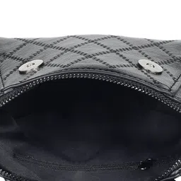 CRUSSET Black Textured Structured Sling Bag image 5