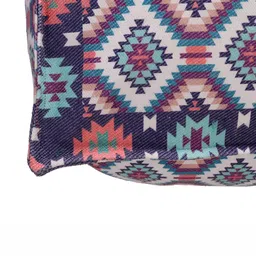 HANDICRAFT PALACE Purple & White Geometric Printed Cotton Square Ottoman image 4