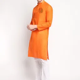 DEVOILER Ethnic Motifs Printed Band Collar Kurta With Trousers image 3