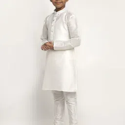 KRAFT INDIA Boys White Silk Kurta with Pyjamas image 2