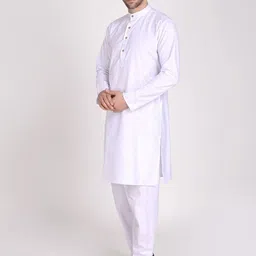 TAHVO Men cotton White Yoke Design with Pyjamas image 2