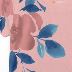 HELLCAT Girls Peach-Coloured & Green 2 Printed Bio Finish T-shirt image 5