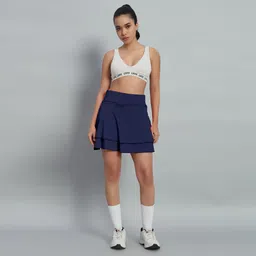 mehrang Women Solid Skorts Dark Blue Skirt image 5