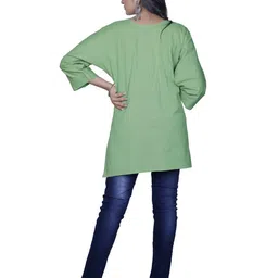 Senorita Ethnic Motifs Embroidered Round Neck Pure Cotton Chikankari Kurti image 2