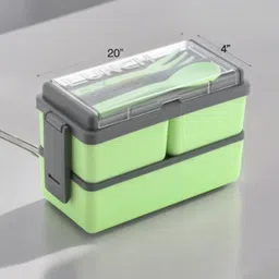 garu plastic Rectangular Classy 3 Section Lunch Box with 1 Spoon & 1 Fork | Lunch box_8073 3 Containers Lunch Box image 2