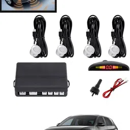 maties 4Pcs White Reverse Parking Sound Warning sensor for car Protection-157 Car Reverse Parking White 4 Sensor With LED Display/Buzzer -157 Parking Sensor-picture-37