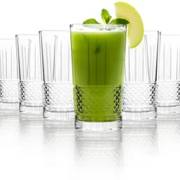 kumanest (Pack of 6) Perfect Juice Glass Set of 6, 275ml Each | Dishwasher Safe | Comfortable Grip Glass Set Water/Juice Glass-picture-14