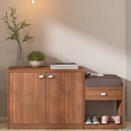 mintwud from pepperfry Kutsu Shoe Rack with Seating in Natural Teak Finish-picture-18