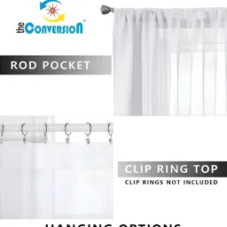 the conversion Cream Linen Solids 9ft sheer Rod Pocket Long Door Curtain image 5