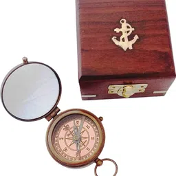 shoptreed Follow Your Inner Compass Personalized Engraved Antique Brass Compass in Wood box Compass image 2