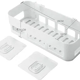 nax Bathroom Wall Shelf Organizer with 2 Soap Dishes & 2 Storage Racks Plastic Wall Shelf image 5
