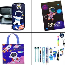neel Space Theme Stationery Set for Boys Space Large Capacity Pencil Pouch/Diary/Pen Pencil Eraser All Stationery for Boys, Party Favor Return Gift Birthday Gift Art Plastic Pencil Box image 4
