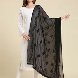 nakoda creation Chiffon Embroidered Black Women Dupatta-picture-10