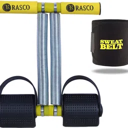 rasco Double Steel Spring Ab Exerciser Yellow with Sweat Belt Ab Exerciser-picture-39