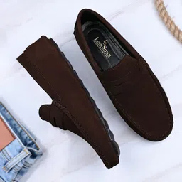 louis stitch Brown Suede Leather Casual Loafers for Men (ITSU) Size 10 Loafers For Men image 2