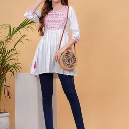 sopriya Party Regular Sleeves Embroidered Women White Top-picture-15