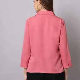 funday fashion Women Regular Fit Solid Spread Collar Casual Shirt image 2