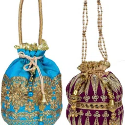 Women Blue, Purple, Gold Potli-image-0
