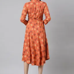 Souchii Floral Print Mandarin Collar Tie-Up Neck Fit & Flare Midi Dress With Belt image 5