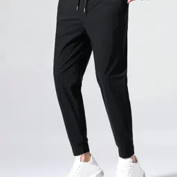 metronaut Solid Men Black Track Pants image 1