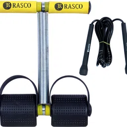 rasco Single Spring Ab Exerciser Yellow with Black Pencil Rope Ab Exerciser image 1