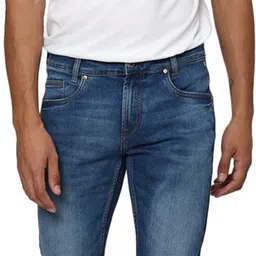 mufti Men Slim Mid Rise Blue Jeans image 5