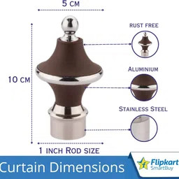 flipkart smartbuy Brown Curtain Knobs, Rod Rail Bracket Metal image 2