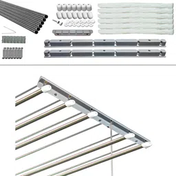 rainbow drywell Steel, Plastic Ceiling Cloth Dryer Stand 6 Pipes 4 Feet Premium(ABS PLASTIC)UV Protected Nylon Ropes Individual dropdown image 4