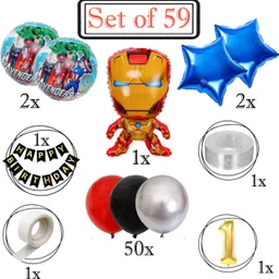 aoes Iron-Man 1st Birthday Balloon Decoration | Red Black Silver Balloon Garland Kit image 2
