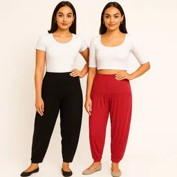 cozyplay Solid Viscose Women Harem Pants image 2