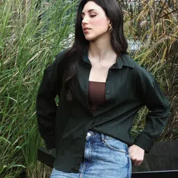 pinacolada Women Regular Fit Solid Spread Collar Casual Shirt-picture-10