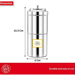 konava South Indian stainles steel Coffe filter 200ml Collapsible Colander image 3